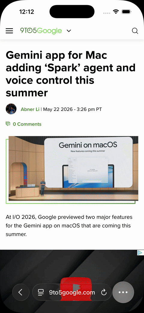 ReadME app, sharing an article from Safari into ReadME